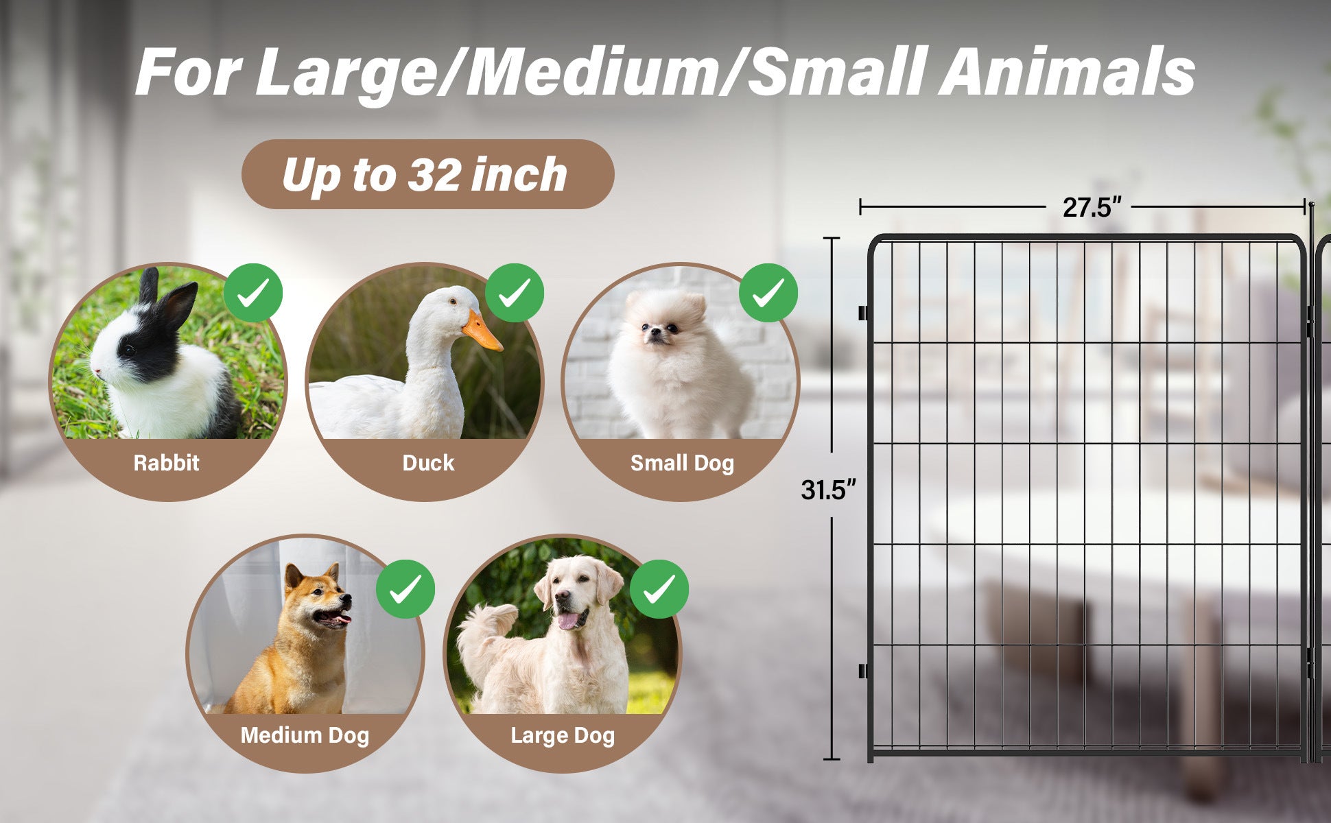 Dog Playpen Indoor Outdoor, 24" Height Doba